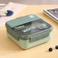 Portapranzo bento verde chiaro da 1000ml con posate integrate e coperchio trasparente - 1000ml Quadrato Verde / Verde