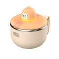 Beige 304 stainless steel noodle bowl with timer and cute monkey lid handle - Monkey Style
