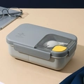 Boîte bento japonaise gris clair avec couvercle gris foncé et compartiment à couverts - Classique / Gris de Fer