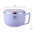 Lavender 304 stainless steel insulated noodle bowl with handle and airtight lid - Large / Changrong Purple
