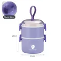 Portapranzo viola a doppio strato con interno in plastica e design spaziale 20x14cm - 2L Doppio Strato (Rivestimento in Plastica) / Blu