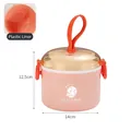 Portapranzo rotondo rosa con logo astronauta e manico per ufficio e studenti a scuola - 1.1L Singolo Strato (Rivestimento in Plastica) / Rosa