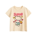 T-shirt per bambini in cotone crema con scritta Superb e simpatica grafica di orso - Albicocca Beige / 90cm