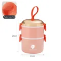 Pink double-layer circular lunch box with handle, 20x14cm portable bento container - 2L Double Layer (Plastic Liner) / Pink