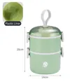 Light green double-layer cylindrical lunch box with Spaceman logo and plastic liner - 2L Double Layer (Plastic Liner) / Green