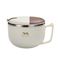 Creamy insulated stainless steel noodle bowl with handle and bicolor lid design - Large / Beige Brown