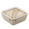 Fiambrera ecológica de paja de trigo beige de 1100 ml con cubiertos y tapa - Avena / 1.1L Cuadrado