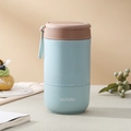 Bol à soupe isotherme en acier inoxydable 304 bleu clair avec couvercle rose - Style En Plastique / Bleu Brume