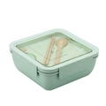 Caja bento cuadrada verde menta de paja de trigo 1100ml con cubiertos y tapa de cierre - Verde / 1.1L Cuadrado