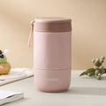 Tasse à soupe en acier inoxydable rose et beige à double paroi avec poignée souple - Style En Plastique / Rose Sakura