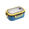 Fiambrera portátil de 1200ml azul y amarillo con 4 cierres y válvula de aire - 1.2L / Azul