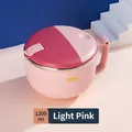Light pink 1200ml stainless steel instant noodle bowl with ergonomic handle - Large / Light Pink