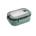 Fiambrera bento verde oscuro de 1200ml con hebillas de cuatro lados y tapa gris clara - 1.2L / Verde