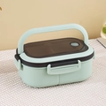 Portable light green divided lunch box with carry handle and secure lock lid - 1.2L / Light Green (No Print)