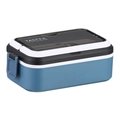 Boîte à lunch portable bleu et blanc en inox 304 avec compartiment pour couverts - 700ml / Monocouche / Bleu
