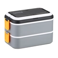 Boîte à lunch double couche en inox gris avec loquets jaunes et couvercle clair - 1.4l / Double Couche / Gris
