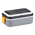 Boîte à déjeuner en inox 304 gris avec couvercle bicolore et loquets orange - 700ml / Monocouche / Gris