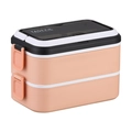 Boîte à déjeuner double couche en acier inoxydable abricot avec couvercle noir et boucles - 1.4l / Double Couche / Rose
