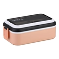 Bento rectangulaire en acier 304 rose avec couvercle translucide et compartiment à couverts - 700ml / Monocouche / Rose