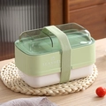 Schiscetta a due strati verde chiaro con elastico e design con logo a conchiglia - Verde