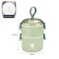 Double-layer light green 304 stainless steel lunch box with handle and 20cm height - 1.6L Double Layer / Matcha Green