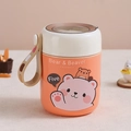 Tasse à soupe isotherme orange avec motif de dessin animé ours et castor et poignée - Orange (Ours Polaire)
