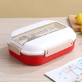 Rode 1,8 liter roestvrijstalen lunchbox met bestekcompartiment en bestekset inbegrepen - Magenta