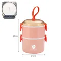 Pink double-layer 304 stainless steel lunch box with spaceman print and orange handle - 1.6L Double Layer / Haitianxia Pink