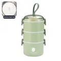 Three-layer green 304 stainless steel lunch box with handle and 27.5cm height - 2L Triple Layer / Matcha Green