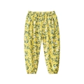 Pantalón antimosquitos para niños amarillo limón con estampado floral y puños - 90cm / Amarillo/Floral (HK526E)