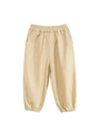 Kids thin beige breathable cotton linen mosquito pants with comfortable elastic waist - 90cm / Khaki
