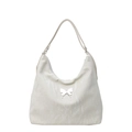 Chic off-white hobo shoulder bag featuring a silver butterfly buckle and soft leather - Off White