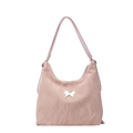 Pink niche design hobo shoulder bag with silver butterfly buckle in nylon material - Pink