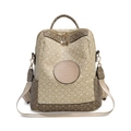Grote retro rugzak met monogrampatroon in beige en bruin en verstelbare riemen - Beige