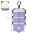 Purple 3-layer 304 stainless steel insulated lunch box with astronaut logo and handle - 2L Triple Layer / Hibiscus Blue