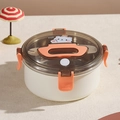 Fiambrera de acero inoxidable 304 crema con dibujo de oso y asa naranja portátil - Oso Polar