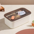 304 stainless steel lunch box with cartoon bear beaver prints and a brown lid - 1000ml / Polar Bear (Bear & Beaver)