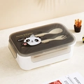 Fiambrera bento portátil con diseño de panda, tapa traslúcida y depósito para cubiertos - Panda