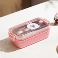 Rosa LINE FRIENDS Cony Bento Box mit 304 Edelstahl-Einsatz und klarem Deckel - 350ml Rosa Hase