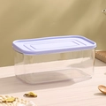 Rectangular transparent PET food storage box with lavender purple lid on wooden table - Purple - Large