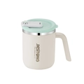 Taza térmica de acero inoxidable blanco crema con tapa verde menta y asa ergonómica - 450ml / Verde