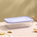 Transparent PET food storage container with a light purple lid on a wooden table - Purple - Medium