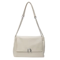Borsa sottospalla beige minimalista con fibbia a ferro di cavallo argento e catena - Bianco Sporco