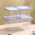 Stackable PET food storage containers set with 3 pieces and purple lids for kitchen - Purple (Set)