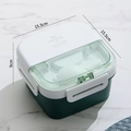 Boîte bento double couche vert foncé avec rangement couverts, taille 15,5x15,5x9cm - 1.1L (Nouveau Vert) / Vert