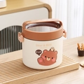 Boîte à déjeuner ours en acier inoxydable 304 avec poignée et couvercle transparent - Ours Brun