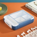 Dark blue four-compartment lunch box with transparent lid for portion control - 800ML / Blue