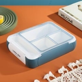 Blue and white four-compartment insulated lunch box with translucent sealed lid - 800ML / Green