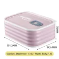 Rosa Brotdose mit 1,15L Edelstahleinsatz und Maßen 191,3x143,4x78mm für Arbeit und Schule - 1500ml Groß / Rosa