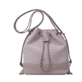 Sac seau rose lilas pâle avec chaîne à cordon et garniture en cuir lisse - Violet